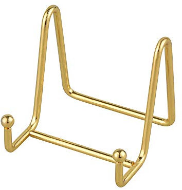 Staffelei Teller Ständer Aufsteller Halter - 1 Stück Eisen Metall Tellerständer Tellerhalter - Dekoteller Halterung - Bilderrahmen Ständer - Bildaufsteller - Staffelei für Bücher - Gold - 7,6 cm