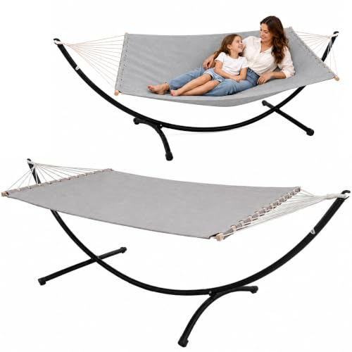 AMANKA Double Hamac avec Support à 120 kg - 200x120 Structure Extérieure en Métal - Cadre pour Jardin