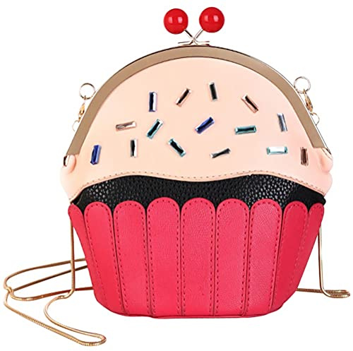 Amosfun Eiscreme-Tasche Cupcake-Design 23x22x5 cm Großer Stauraum für Handy, Geldbörse & Schlüssel – Leichte Schultertasche mit verstellbarem Riemen für Alltag, Ausflüge & Shopping