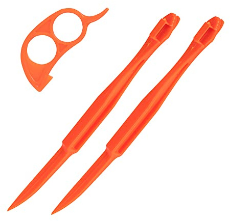 Soft Home Premium Plastic Orange Peeler Lemon Citrus Peel Cutter Vegetable Slicer Fruit Tools (Long Handle Type Orange 2 Pack;Mouse Type random color 1 Pack）