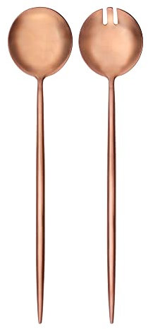 GRÄWE Salatbesteck, kupfer, Edelstahl, groß, Salatgabel, Servierlöffel, spülmaschinengeeignet, Serie Provence, matt