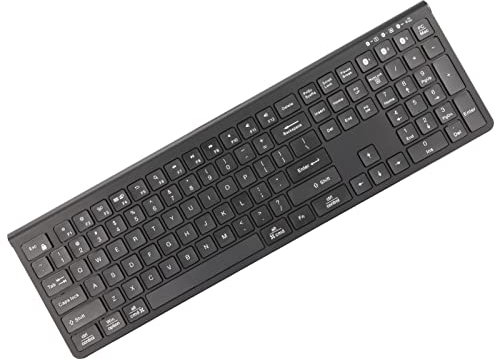 Clavier Bluetooth 5.0 Rechargeable, Clavier Multi-appareils Portable sans Fil, avec Pavé Numérique, Clavier D'ordinateur Pleine Taille pour iOS, Windows(Le Noir)