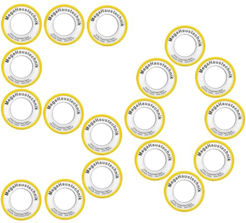 MegaHaustechnik 50 Rollen Gewinde-Dichtband aus Teflon je 12 Meter lang, Breite 12mm, Stärke 0,1mm zum Abdichten, Trinkwasser geeignet, PTFE Band Gas Sanitär Heizung Leitung Rohr 50er Pack