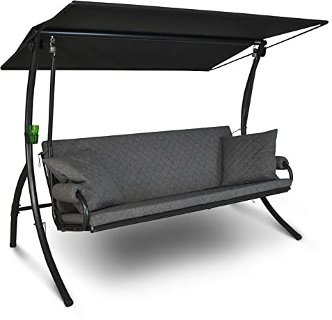 Angerer Hollywoodschaukel Elegance Joy – Schaukel zum Sitzen, Liegen & Entspannen, inkl. Bett-Funktion, einfache Montage, Made in Germany, hochwertiger Stoff, Hellgrau