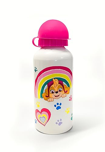 Stor Botella de agua para niña de la Patrulla Canina, Skye & Everest, botella rosa para niños, 400 ml, a prueba de fugas, aluminio, idea de regalo para Navidad, cumpleaños, escolarización