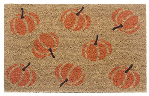 Hanse Home Zerbino in cocco per Halloween, per interni, naturale, con zucca, arancione, antiscivolo, per corridoio, terrazza, ingresso, 45 x 75 cm