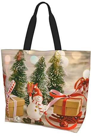 FLYIFE Einkaufstasche für Damen, Motiv: Weihnachtsbaum-Ball, Sterne, bedruckt, große Kapazität, Einkaufstasche für Lebensmitteleinkäufe und Aufbewahrung, Weihnachtsbaumkugeln, Sterne, Einheitsgröße