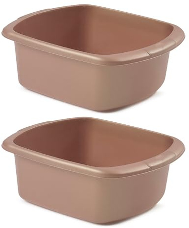 VR7 Plastic Washing Up Bowl Rectangular Rose Gold Washing Bowl for Sink Kitchen Basin Mixing Dish