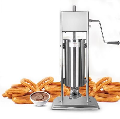 2-in-1-Wurstfüller und spanische Churro-Maschinen, vertikale Wurstfüller, manuelle Churros-Maschine, mit 5 Düsen, für Zuhause, Restaurants, Cafeterias, Bäckereien,3L