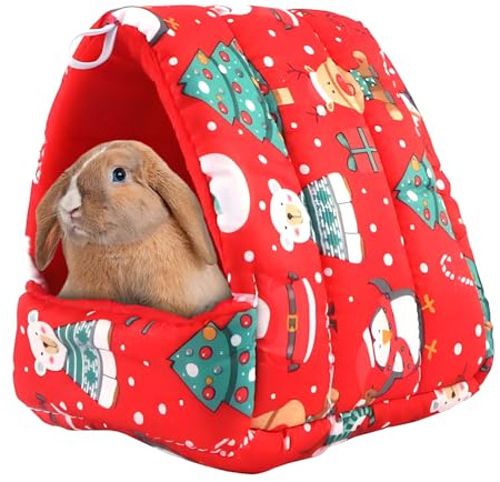 Weihnachts Meerschweinchen Betthöhle Weihnachtsmann Baumwollnest für kleine Haustiere Winddichtes Gemütliches Kaninchen Bett Warme Meerschweinchen Kuschelhöhle Haus für Frettchen Igel Chinchilla