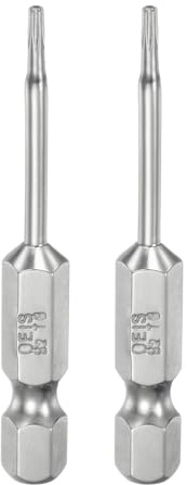 QUARKZMAN 2pz T6 Bit Torx di Sicurezza 1/4 Gambo Esagonale 2 Lungo | Acciaio S2, Magnetica Antimanomissione Star Bits Cacciavite Testa Torx con Foro, per Rimuovere Viti Fissaggio