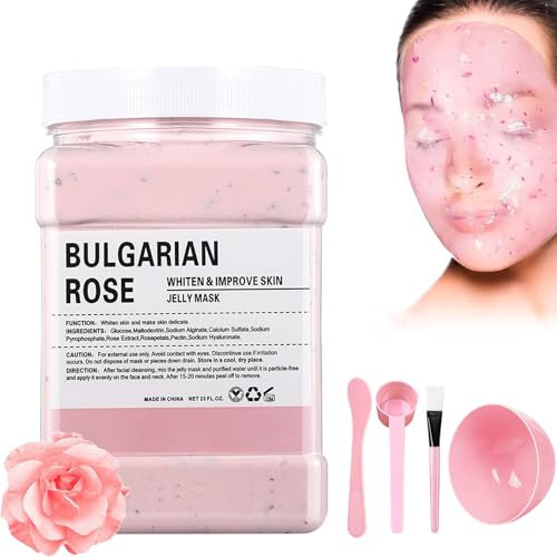 Maschera in Gelatina Peel-off, Peel Off Facial Jelly Mask, Polvere di Maschera alla Gelatina di Rosa, Maschera in Gelatina Modellante per il Viso in Polvere Idratante