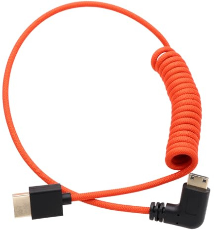 HangTon Mini HDMI auf HDMI 4K 8K 60p Kabel für ATOMOS Ninja V Inferno SmallHD Monitor Canon Sony HDR-XR50 Z5 Z6ii Z7ii D750 Kamera, links gewinkelt 50cm