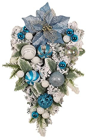 Weihnachtsgirlanden und -girlanden für draußen, Wintergirlanden, blaue Kugel für die Haustür, Weihnachten, bunte Türhänger, Heimfest, Tannennadeln, Weihnachtsschmuck, Girlande, handgefertigte Blume