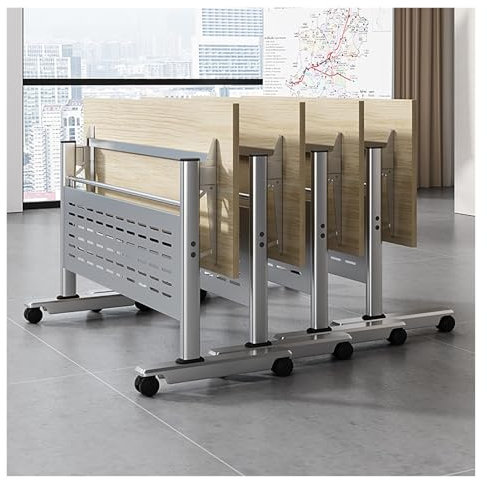 4PCS Klappbarer Konferenztisch Mit Rollen, Klappbarer Konferenzraumtisch, Besprechungstisch, Mobiler Schulungstisch Mit Rädern, Rechteckiger Modularer Seminartisch(160*40*75cm/63*15.7*29.5in)