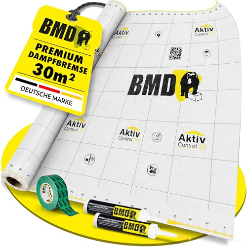 BMD Activ Control Dampfbremse 30m² (1,5m x 20m) + Klebetechnik (1x BMD san + 2x BMD Folienkleber) atmungsaktive Dampfbremsfolie
