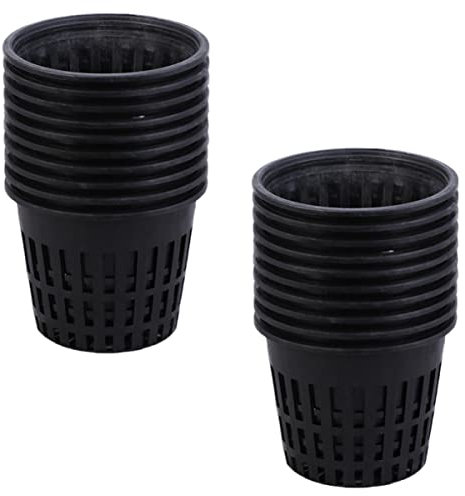 ANDRESLAD 20 Pezzi Coppa rete vasi a rete per la coltura pentola piante vasi idrocoltura per idrocoltura secchio per vivaio secchio per piantare in plastica Black
