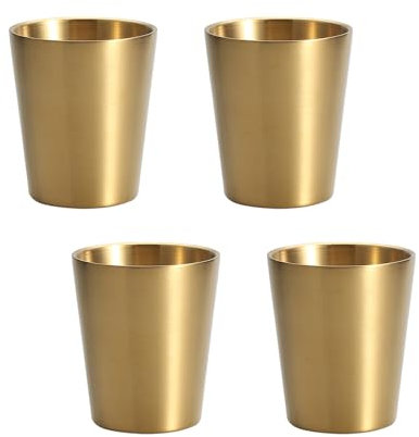 MARCBUSE Juego de 4 tazas apilables de acero inoxidable con aislamiento de doble pared, tazas de café apilables para restaurantes