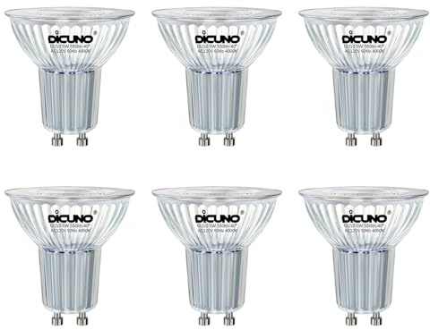DiCUNO GU10 LED Bulb Dimmable, Natural White 4000K, 40W Equivalent, 550lm, MR16 GU10 LED for Recessed Track Lighting, 5W Light Bulb with 40°Beam for Spotlight, Range Hood Light, Pack of 6