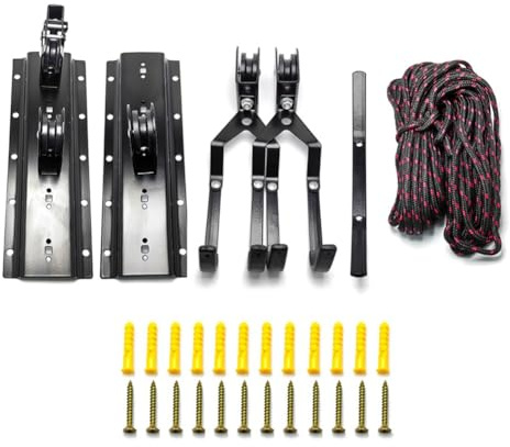 Flaroey Garage Ceiling Bike Hoist System - Pulley Storage with Bike Hangers, Efficient Space-Saving Mount for Bicycles