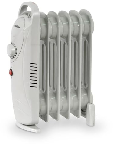 800 Watt Mini Oil Filled Radiator – 6 Fins Portable Electric Heater, Electric Radiator, Oil Filled Radiators Free Standing with Thermostat Control Dial, Compact Heater for Home, Office & Bedroom