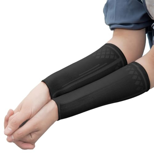 QUXVUIS 2 teilige Sport Handgelenkstütze – elastische und schweißabsorbierende Kompressions Armwärmer, Volleyball Sport Armmanschette , Schwarz , S