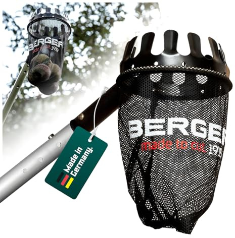 BERGER ArboRapid Set | Aluminium-Teleskopstange 75200 + Obstpflücker 5440 | Apfelpflücker mit Teleskopstiel | Obstpflücker mit Teleskopstiel Set | Teleskop Apfelpflücker robust | Apfelsammler