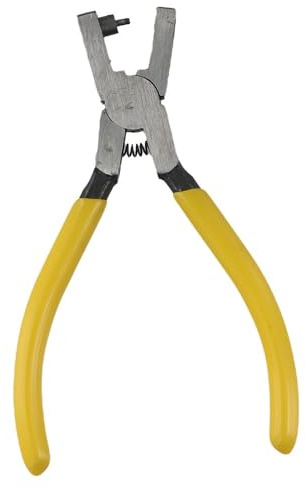 FUANA Lochzange für Ledergürtel, Hartstahl, drehbarer Ösenstanzer für Leder, Stoff, Karton, Kunststoff, Gummi, gelber Griff