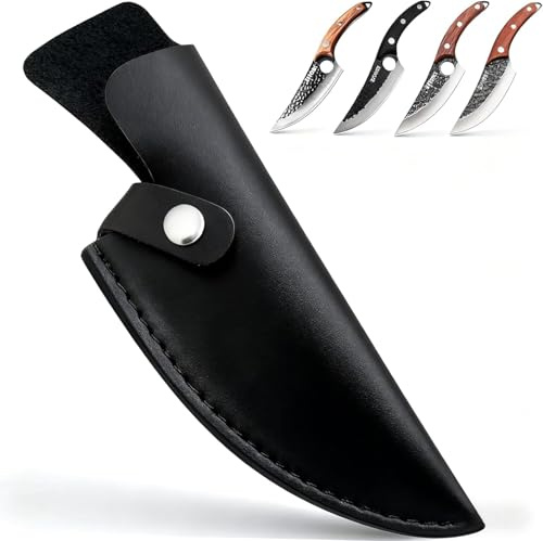 Knivskida läder för 15,24 cm lång, läderslida mjukt PU-läder för 6 tum vikingkniv, med bältesögla väl lämpad för knivar med fast blad (svart)