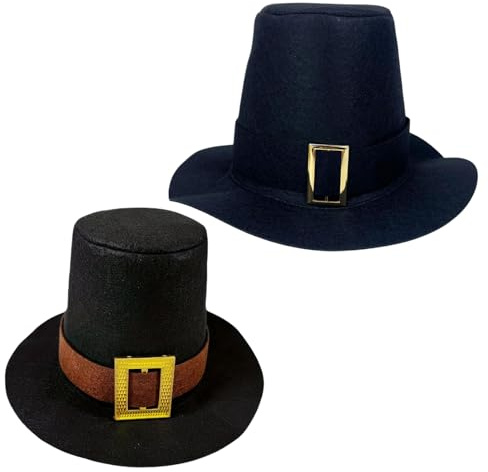 Pilgarhatt – Thanksgiving justerbar huvudbonad | Puritansk semesterdräkt cylinder | Cosplay-skolspel, fotografering, festivaler, fester, familjeåterföreningar, höstlov, accessoarer