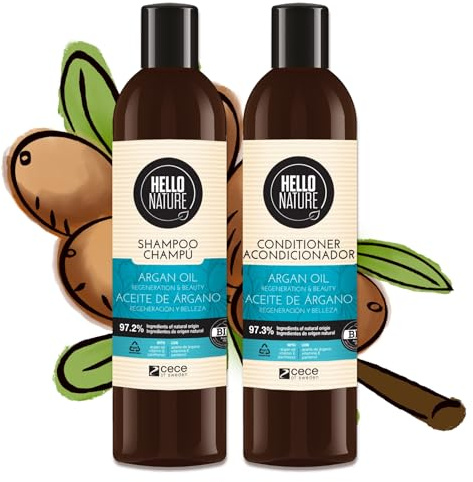 P-Beauty Naturkosmetik Kit de soin capillaire à l'huile d'argan Shampoing et après-shampoing – Bio, végétalien, sans silicone – Shampooing hydratant, brillant et doux – Masque capillaire pour cheveux