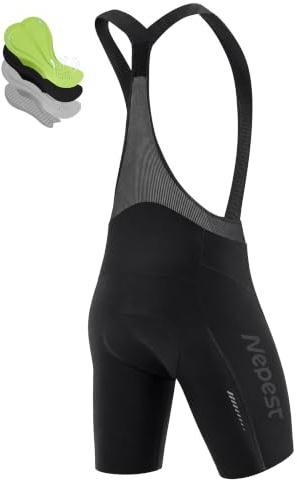Nepest Cycling Bib Shorts Men's Bike Bibs with Padding | UPF 50+ 4D Padded Biking Shorts, Bicycle, Cycle, Riding, Biker, Mesh Straps, Stretch Fabric, Anti-Slip Grippers, Breathable