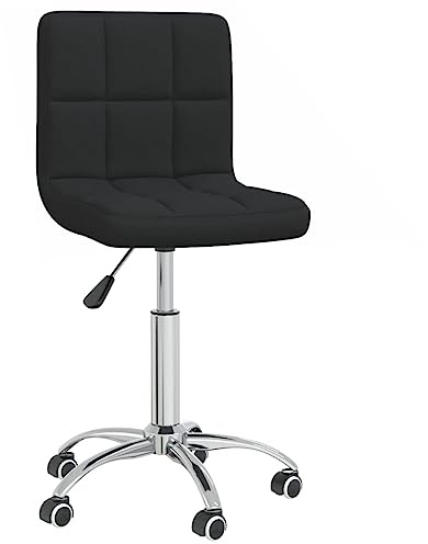 Mhdvray Chaise de Bureau Pivotante en Tissu Noir, Fauteuil de Bureau Réglable en Hauteur avec Vérin à Gaz, Siège Ergonomique Confortable à Roulettes pour Bureau à Domicile et Salon, 40x47x(74,5-86)cm