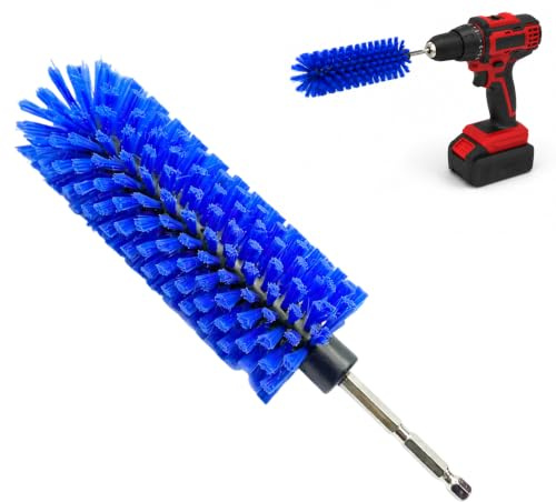 Drill Brush for Car Wheel and Bottle, 26cm Long,Gentle Scratch Free Car Wheel Cleaning Brush Tool Kit for Auto,Highly Dense and Durable Car Cleaning Brush, for Wheels,Rims,Engines,Exhaust,Bottle(Blue)