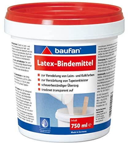 Baufan Latex Bindemittel classic 750l I Transparentes Latex-Bindemittel verbessert Leimfarben I Latex Tapetenüberzug ohne Lösungsmittel & Weichmacher