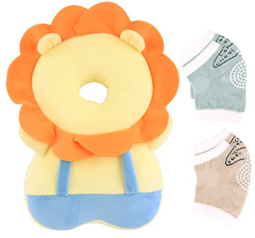 Baby Kopfschutz Kissen und Baby Knieschützer Verstellbarer Schutzpolster Kopfschutz für Kleinkinder Baby Walker Kopfschutz Baby Kopf und Rückenschutz zum Krabbeln und Gehen