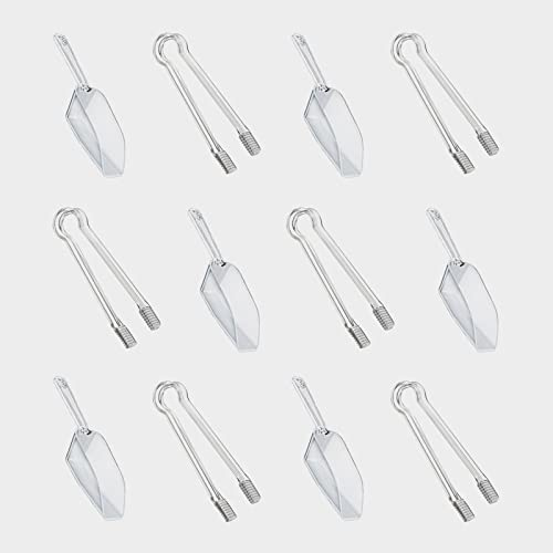12 Pcs Plastic Ice Tongs and Scoops Mini Kitchen Tongs Utility and Kitchen Scoops Ice Shovel Scoop Ice Cube Buffet Scoop for Cocktail Whiskey Tea Party Candy Dessert Buffet
