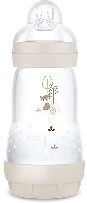 MAM Easy Start Anti-Colic babyflaska (260 ml), särskilt väl accepterad mjölkflaska, babyvattenflaska med golvventil mot kolik och spenen storlek 1, 0+ månader, räv