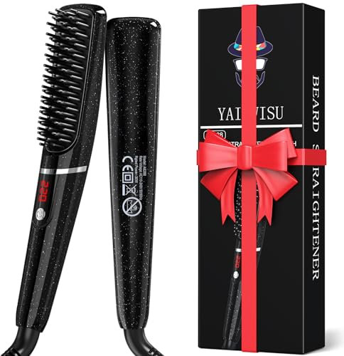 Bartglätter für Männer, YAIAWISU Mini Bart Glätteisen, 6-Stufen Temperatur(120-220℃), 30er Schnelles Aufheizen bis 220 °C, Ionischer Haarglätter Glätter für Das Styling Von Langem und Kurzem Bart