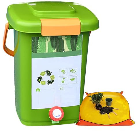 avec Robinet pour Collecter Le Liquide De Compost Composteur 8L/10L/15L/20L Recyclage Pratique des Déchets Alimentaires Poubelle a Compost,Style3(15L)-1Set