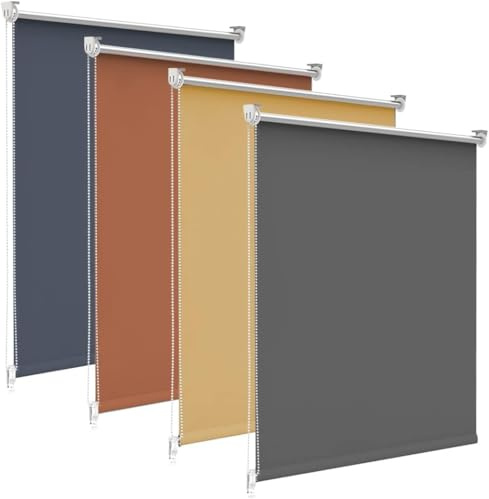 bobodeco Verdunklungsrollo ohne Bohren & mit Bohren Verdunkelungsrollo Klemmfix, Dunkelgrau B60x H120cm (Stoffbreite 60cm), Thermorollo Sichtschutz und Sonnenchutz, Rollos für Fenster & Tür