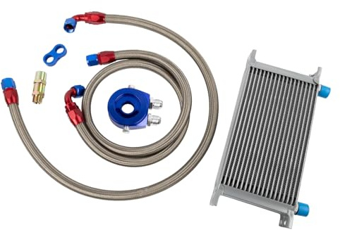 Merautop SJ Radiatore olio 19 file AN10 Set di collegamento Raffreddamento aggiuntivo Radiatore olio esterno Raffreddamento motore universale Radiatore acqua Radiatore olio motore