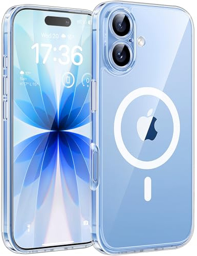 TOCOL Coque Magnétique pour iPhone 17 6,3 Pouces, Compatible avec MagSafe, Pas Facile à Jaunir, Protection de l'objectif améliorée, Fine Antichoc, Transparent