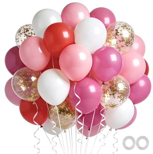 JasGood Luftballons Geburtstags Rosa Gold 60 Stück Helium Ballons für Geburtstagsdeko Hochzeit Taufe Abschluss Party Deko Babyparty Jugendweihe Verlobung,12Zoll