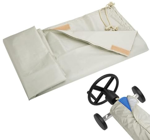 Zilimontt 190T Oxford Fabric Solar Reel Protective Cover for Above-Ground and Inground Pool Reels, Weather-Resistant, Fits 16 ft / 18 ft / 20 ft Reels, Beige(16ft)