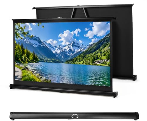 Portable Projection Screen, 40 Inch, Foldable Desktop Projector Screen with Aluminum Alloy Stand High Gain Display, Lightweight Carry Design for Home Theater, Office, Outdoor Camping Car Use