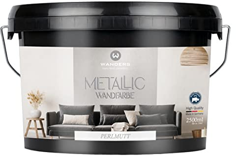 Wanders Metallic Wandfarbe Perlmutt (2,5 Liter) moderne Metallic Effekt Wandfarbe in 9 exklusiven Farbtönen, Effektfarbe innen für Zuhause, Made in Germany