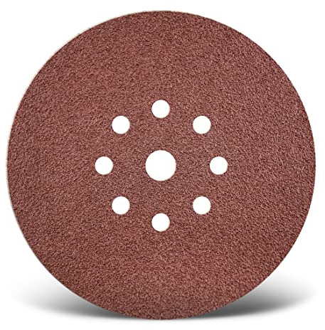MENZER Red Disques abrasifs auto-agrippants, 225 mm, 9 trous, p. Ponceuses à plâtre, Corindon normal (Lot de 5) G180