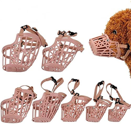 7pcs/Set Softness Plastic Dog Muzzle, Anti Bite Adjustable Pet Basket, Dogs Training Mouth Cover Mesh Cage, Breathable Comfortable, for Small, Medium and Large Dogs Care