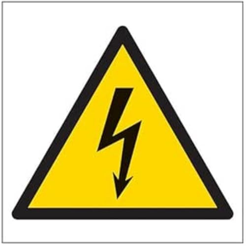 vsafety 61013 at-s Achtung Elektrische Logo Achtung Logo-Zeichen, selbstklebend, quadratisch, 200 mm x 200 mm x 200 mm, schwarz/gelb